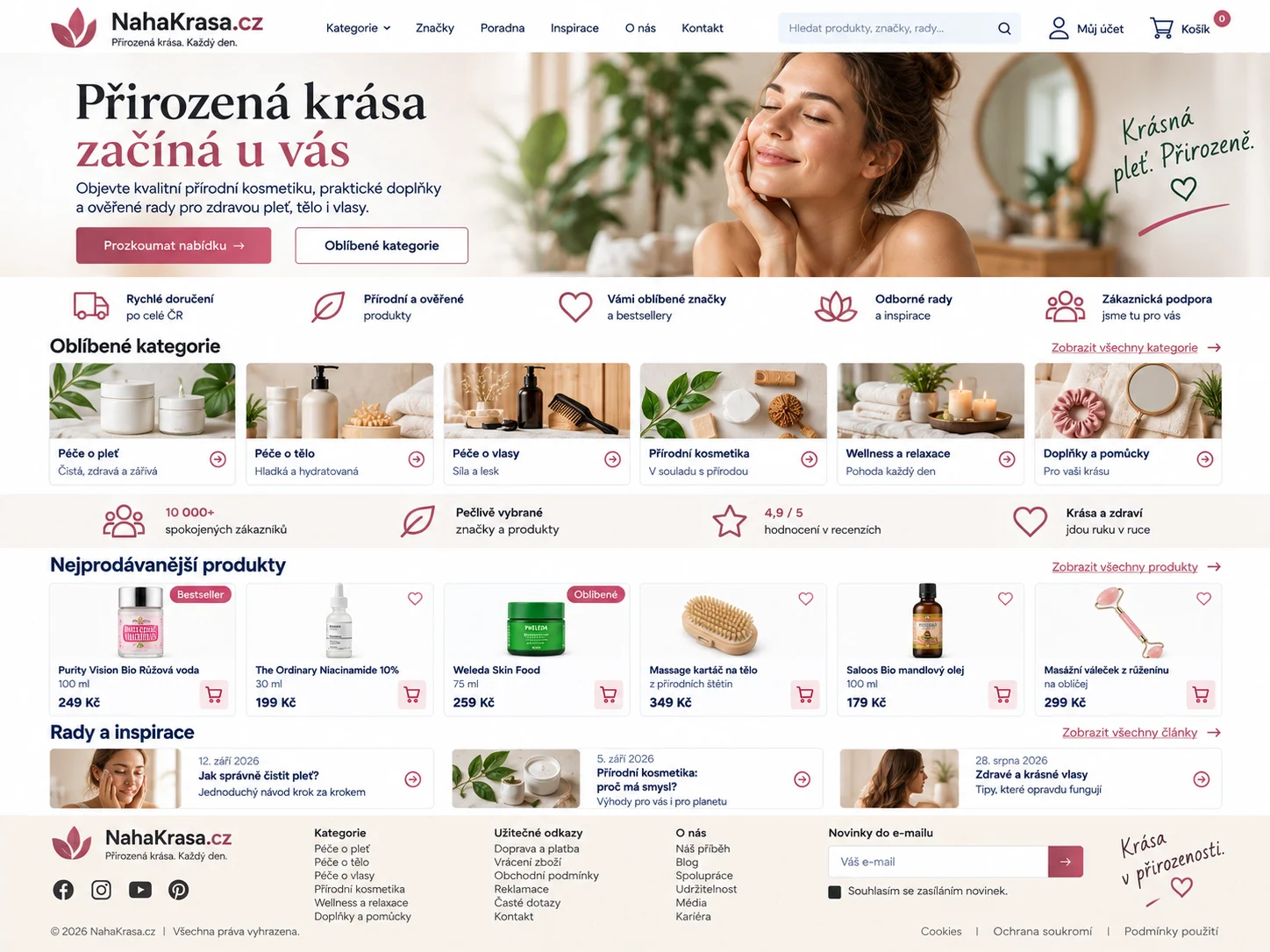 Ilustrační návrh kosmetického e-shopu NahaKrasa.cz